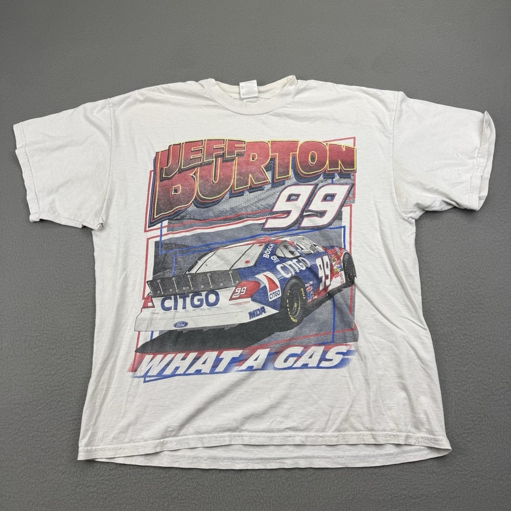 Vintage Jeff Burton Nascar T Shirt XL Racing Double Sided 90s Y2K STAINS RIPS